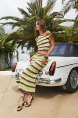 Hazel Knit Midi Skirt Lime