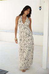 Under Shade Halter Maxi Dress Beige