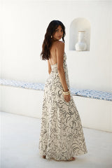 Under Shade Halter Maxi Dress Beige