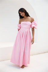 Bella Off-Shoulder Maxi Dress Pink