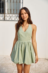 City Lights Ballonkleid Mini Salbei