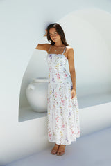 Luminous Field geblümtes Maxikleid Weiß