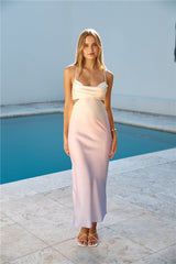 Sunrise Lookout Satin Maxikleid Gelb