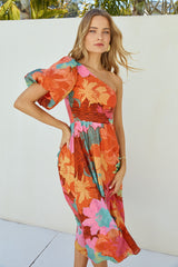 Sunseeker One Shoulder Maxi Dress Pink
