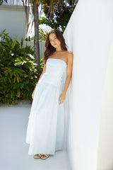 Hidden Paradise Strapless Maxi Dress Blue