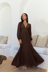 Sweeter Dreams Langarm Maxikleid Schokolade