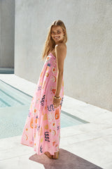 Zauberhaftes Trägerloses Maxikleid Rosa