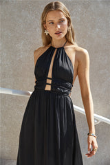Happy Hour Halter Maxi Dress Black