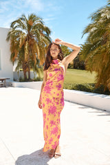 Sonnenuntergangs-Maxikleid mit Neckholder in Orange