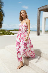 Herzausschnitt Neckholder Maxikleid Pink