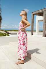 Herzausschnitt Neckholder Maxikleid Pink