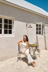 Hidden Oasis Linen Maxi Skirt White
