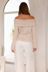 Kadija Off Shoulder Knit Top Beige