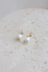 18k Gold Plated Endlessly Waiting Earrings White