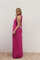Sea Glass Nights Halter Maxi Dress Fuchsia