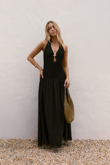 Piece Of Peace Neckholder Maxikleid Schwarz