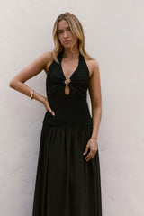 Piece Of Peace Neckholder Maxikleid Schwarz