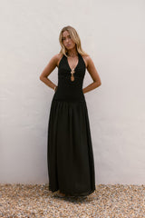 Piece Of Peace Neckholder Maxikleid Schwarz