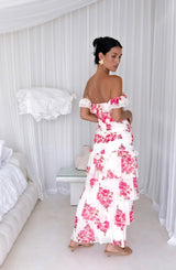 Rosella schulterfreies Maxi-Kleid in Pink