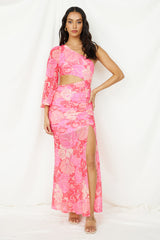 Maxikleid „Over and Over“ mit rosa Print