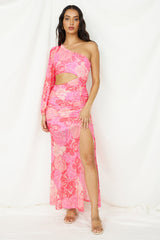 Maxikleid „Over and Over“ mit rosa Print