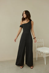 Secret Society Off Shoulder Jumpsuit Black