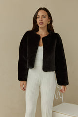 Day By Day Faux Fur Cropped Jacket Black