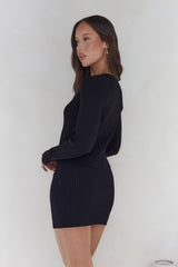Snowdrop Knit Long Sleeve Top Black