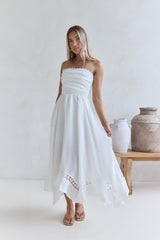 Lucia Strapless Midi Dress White