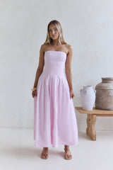 Sunshine Serenity Strapless Midi Dress Pink