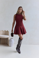 Wistful Bloom Mini Dress Burgundy