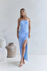 Glow Up Season trägerloses Maxikleid Blau