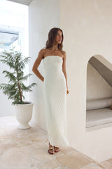 Goddess Blessings trägerloses Maxikleid Creme