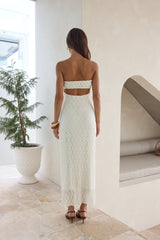 Goddess Blessings trägerloses Maxikleid Creme