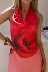 Glamour World Satin Halter Mini Dress Red