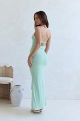 Caught Your Eye Mesh Strapless Maxi Dress Sage