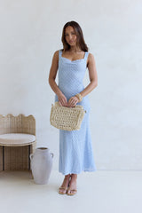 Moon And Stars Crochet Sequin Maxi Dress Blue