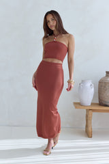 Secret Kisses Knit Maxi Skirt Clay