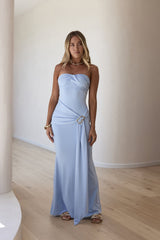 Cool Love Strapless Maxi Dress Blue