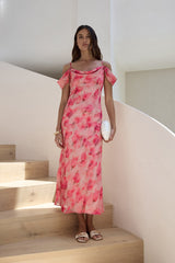 Aurora Skies Off Shoulder Maxi Dress Pink