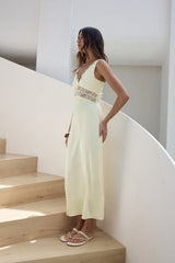 Romantic One Satin Maxi Dress Yellow