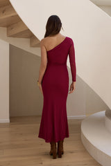 Moment Of Clarity One-Shoulder Mesh Maxikleid Pflaume