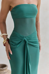 Remember The Days Strapless Mesh Maxi Dress Teal