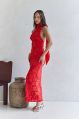 Maxikleid "Catching Blooms" Rot