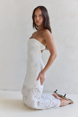 Ocean Air Oasis Strapless Maxi Dress White