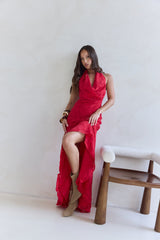 More And More Neckholder Maxikleid Rot