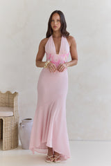 Cross The Seas Neckholder Maxikleid Pink