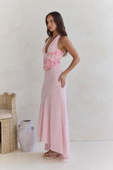 Cross The Seas Neckholder Maxikleid Pink