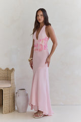 Cross The Seas Neckholder Maxikleid Pink