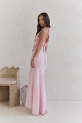 Cross The Seas Neckholder Maxikleid Pink